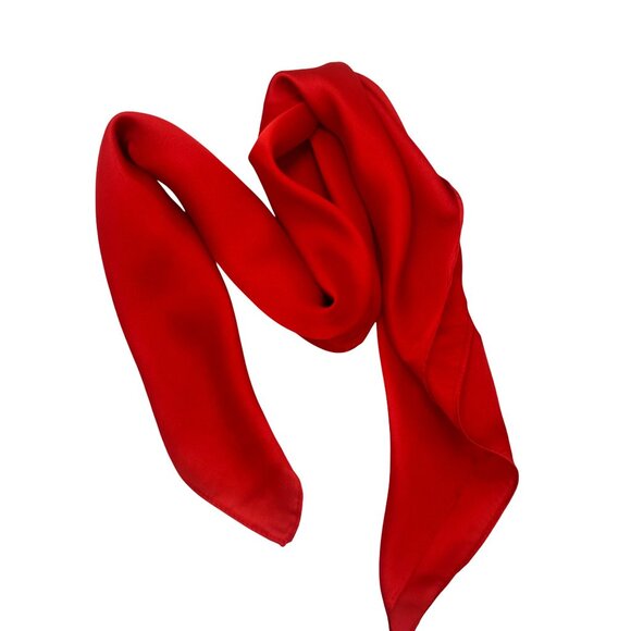 ✨✨Elegant Square Silky Scarf Bandana RED Headwear Solid Soft Versatile Shawl New - Picture 3 of 6